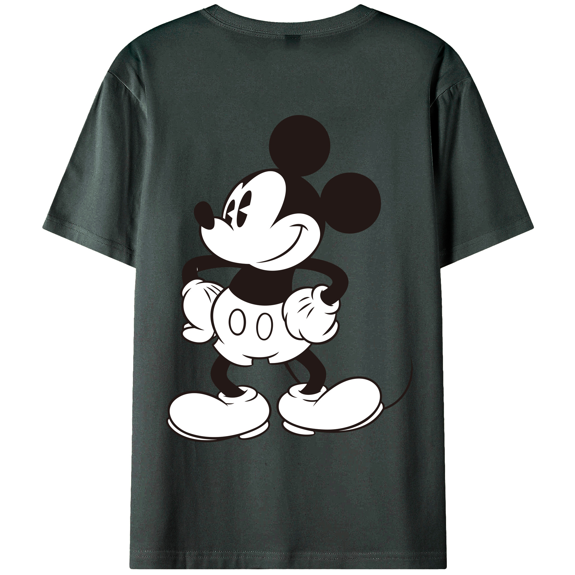 ミッキーマウス Mickey Mouse 綿100％ メンズ半袖Tシャツ（バックプリント） 通気性